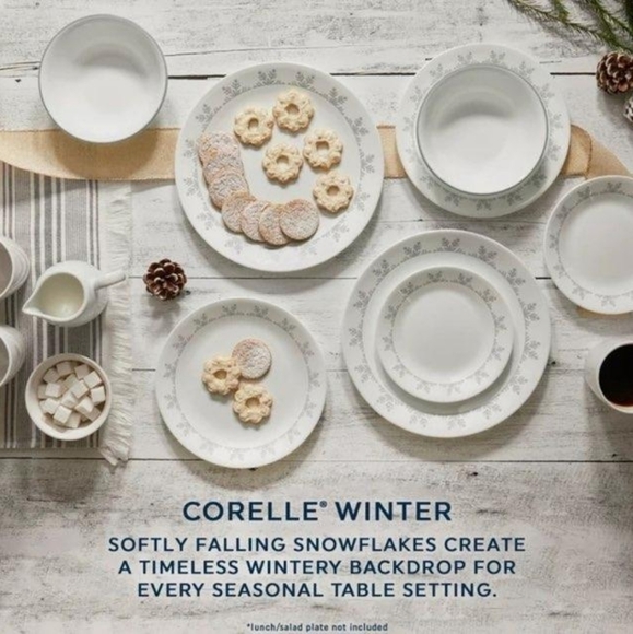 New The Corelle 12-Piece Holiday Christmas Winter Snowflake Dinnerware Set. - Picture 4 of 6